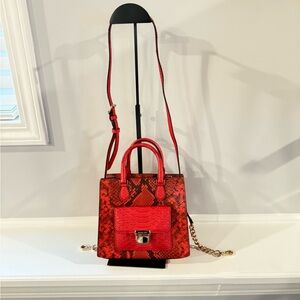 Michael Kors red snakeskin mini leather bag